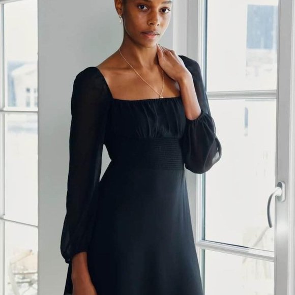 Aritzia black long sleeve chiffon dress in size small - Picture 1 of 5